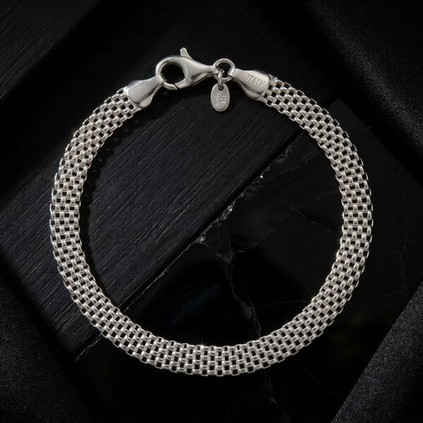 LA BELLA feinstes Italienisches Bismarck Armband 925 Silber rhodiniert ca. 19 cm ca. 5,84g image number 1