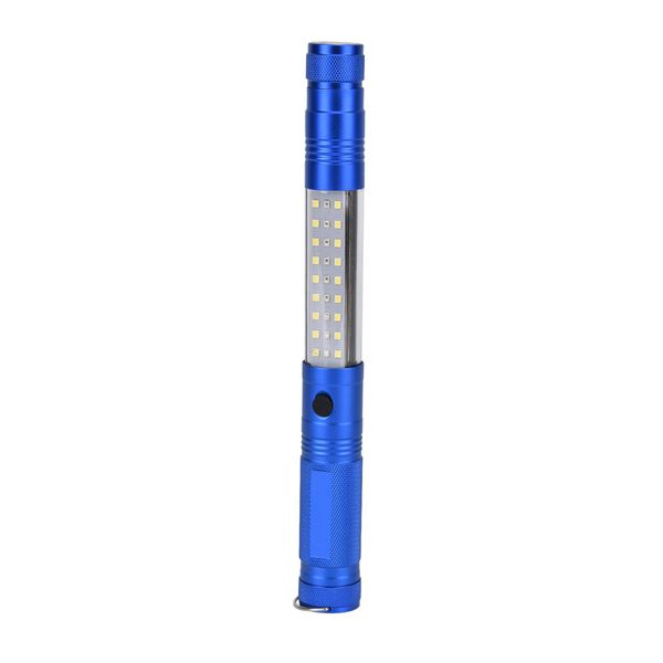 Multifunktionale LED-Taschenlampe mit Magnetkopf, 4 Lichtmodi, flexibler Schaft und Haken, Blau