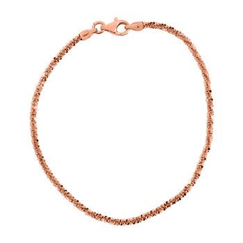 Diamantschliff Rockkette Armband 19cm in ros&eacute;vergoldetem Silber