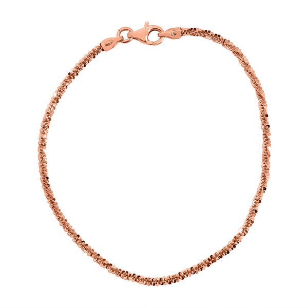 Diamantschliff Rockkette Armband 19cm in ros&eacute;vergoldetem Silber
