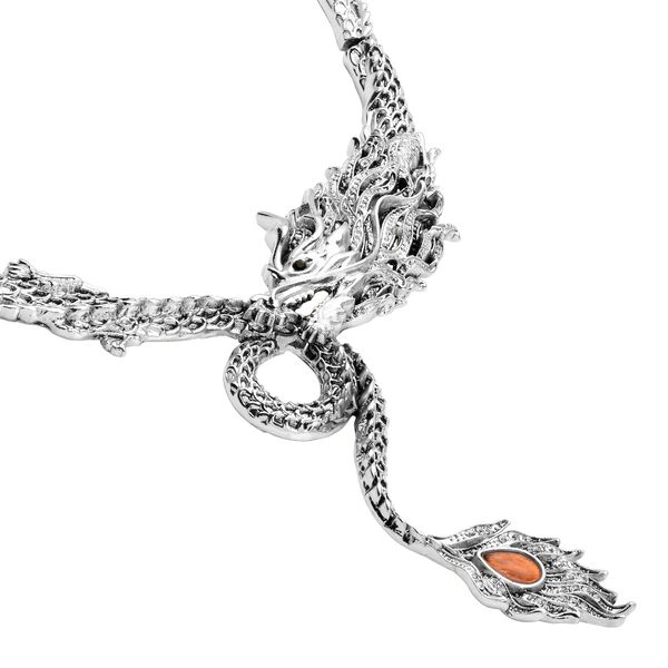 Stimulierte, orange Katzenauge und wei&szlig;e Kristall-Halskette, 40,5 cm image number 3