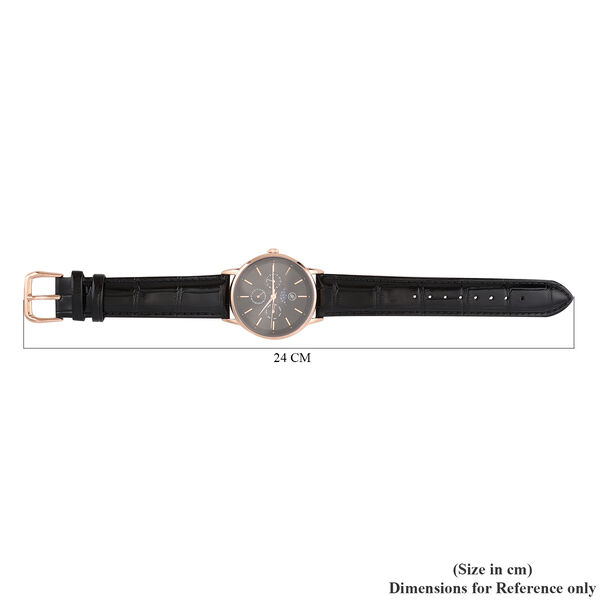 GENOA - Japanisches Uhrwerk, schwarzes Lederarmband image number 7