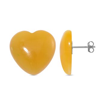 Gelbe Jade Herz Ohrringe - 35 ct.