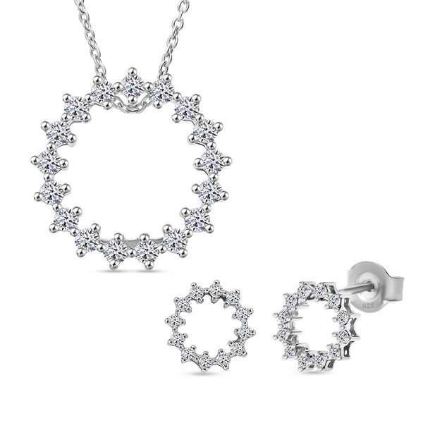 LUXURIANT DIAMOND- 3er Set - Lab Grown Diamant SI-GH Anhänger mit Kette (ca. 50cm) und Ohrringe, 925 Silber rhodiniert ca. 0.75 ct image number 0