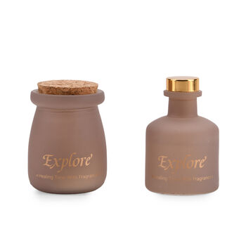 2er Set - Duftkerze 5 x 7 cm und &Ouml;l-Diffusor 50 ml mit St&auml;bchen, Brombeere & Lorbeerblatt