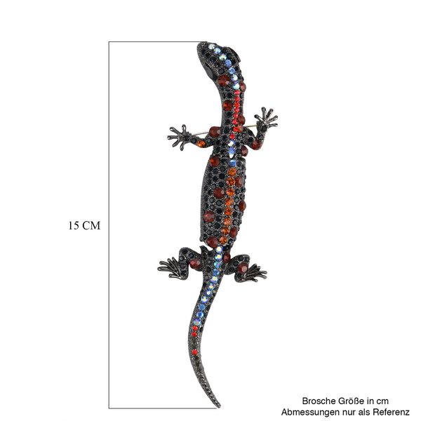 Mehrfarbiger Kristall Brosche  Schwarz image number 5