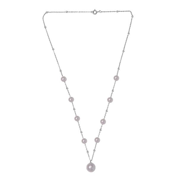 Wei&szlig;e Edison Perle Halskette ca. 50 cm 925 Silber rhodiniert image number 3