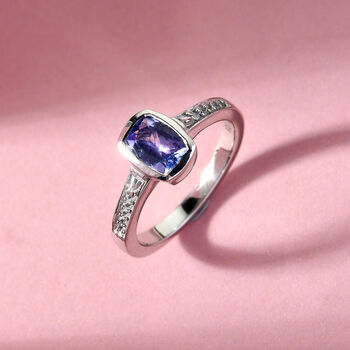 Tansanit und Zirkon Ring - 1 ct.