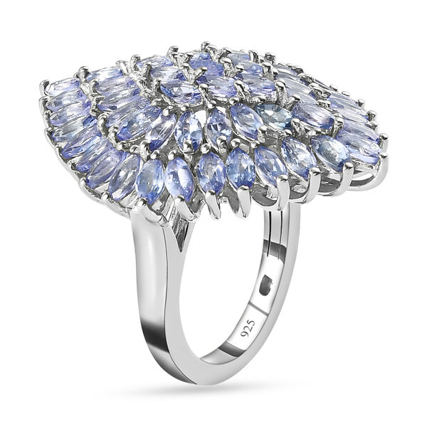 Tansanit Cluster-Ring, 925 Silber platiniert  ca. 5,78 ct image number 5