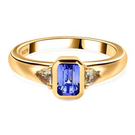 Pfau Tansanit und grüner Tansanit Ring - 0,85 ct.