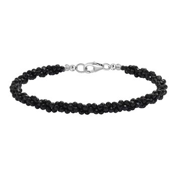 Schwarzer Spinell Armband ca. 19 cm 925 Silber rhodiniert ca. 35,00 ct.