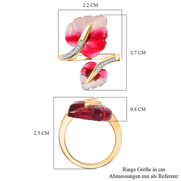 GP Italian Garden Kollektion- Rosa zweifarbiges Muranoglas aus Italien, Zirkon und blauer Saphir Ring image number 8