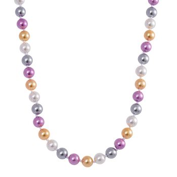 Lila, goldene, silberne und wei&szlig;e Muschelkernperlen-Halskette, 50cm