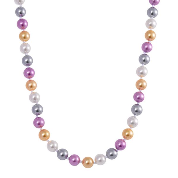 Lila, goldene, silberne und wei&szlig;e Muschelkernperlen-Halskette, 50cm