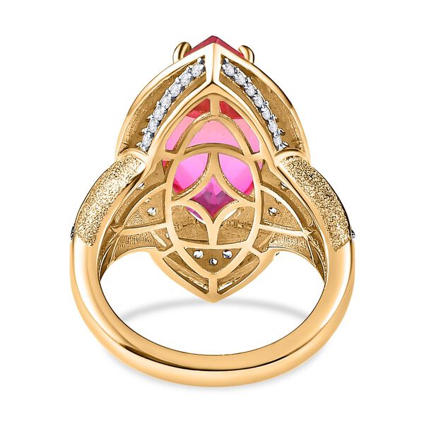 Sunset Triplett Quarz, Wei&szlig;er Zirkon Ringe 925 Silber Gelbgold Vermeil (Gr&ouml;&szlig;e 17.00) ca. 9.22 ct image number 6