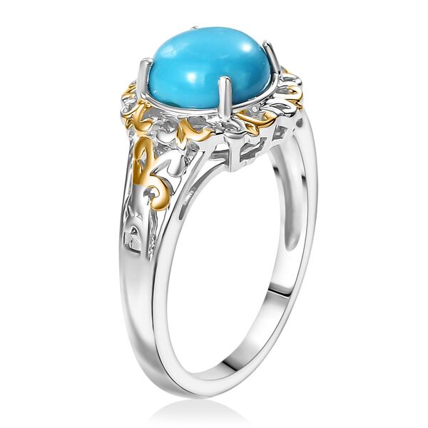 D'Joy AA Sleeping Beauty Türkis Ring 925 Silber Rhodiniert und 750 Gelbgold Vermeil (Größe 17.00) ca. 1.87 ct image number 5