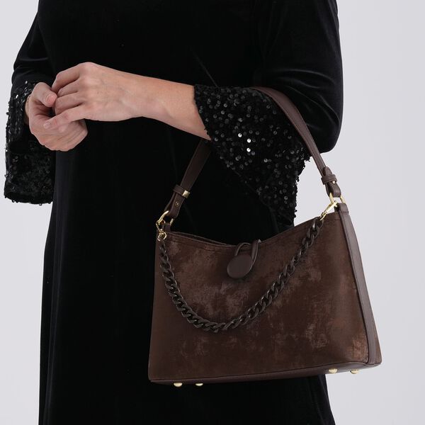 Crossbody Taschen Set 2 teilig mit Rei&szlig;verschlussfach und Innenfach 30 x 12 x 20 cm Dunkelbraun image number 4