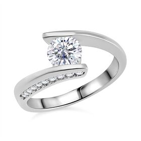 Moissanit Ring, 925 Silber rhodiniert - 1,10 ct.
