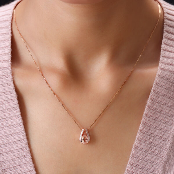 Morganit Triplett Quarz Anh&auml;nger 925 Silber ros&eacute;vergoldet ca. 1,47 ct image number 2