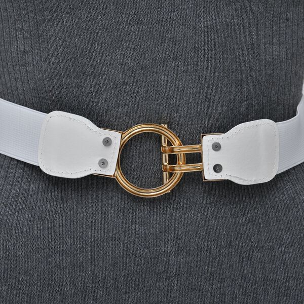 Modischer G&uuml;rtel mit Metallschnalle, Gr&ouml;&szlig;e 4x75 cm, gewebt, Wei&szlig; image number 5