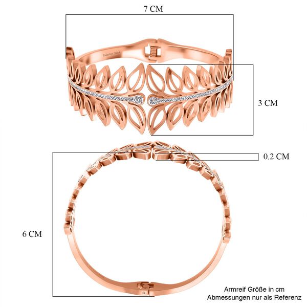 Weißer Kristall Armreif ca. 19 cm Reiner Edelstahl IP Rosa Plattierung image number 5