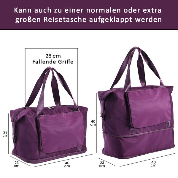 Faltbare Nylon-Reisetasche, Lila image number 6