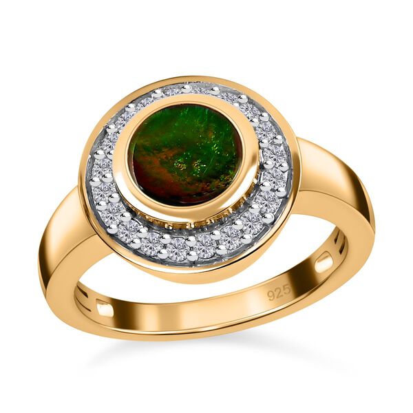 Ammolit und Zirkon Ring 925 Silber vergoldet  ca. 1,42 ct image number 4