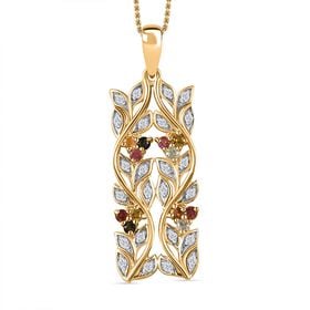 ALLORO AA Multi-Turmalin und Zirkon-Anhänger mit 45cm Kette - 0.88 ct.