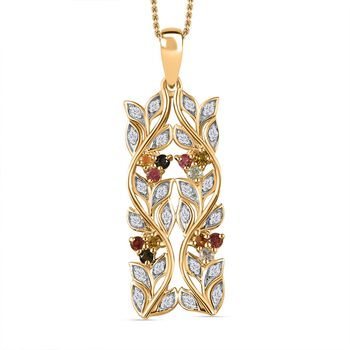 AA Mehrfarbig-Turmalin, Wei&szlig;er Zirkon Schmuckset 925 Silber vergoldet ca. 0.88 ct