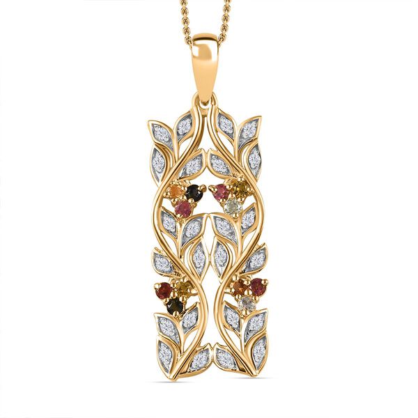 ALLORO AA Multi-Turmalin und Zirkon-Anh&auml;nger mit 45cm Kette - 0.88 ct.