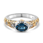 London Blau Topas und Zirkon Ring 925 Silber Bicolor (Größe 16.00) ca. 0,90 ct image number 0