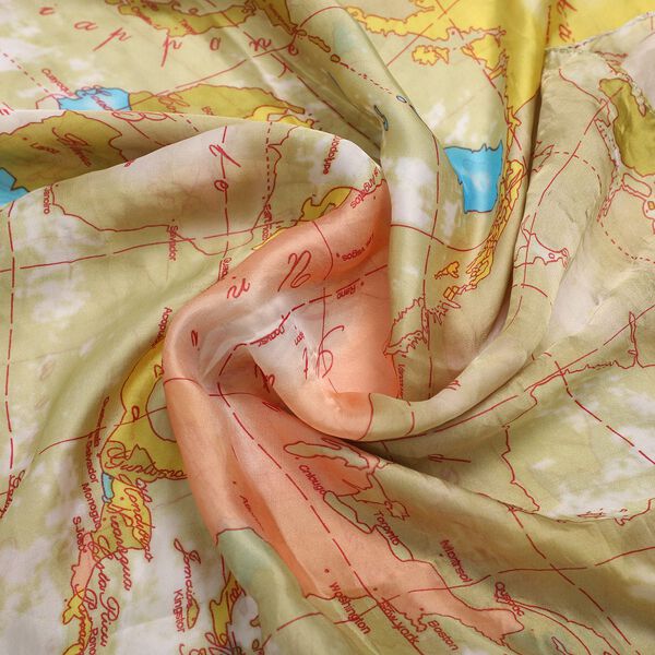 100% natürlicher Satin Seiden Schal, Gelb image number 6