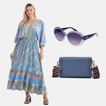 Sole & Luce Ultra-polarisierte Sonnenbrillen UV400 Cassis Maxikleid und Crossbody Tasche mit RFID-Schutz