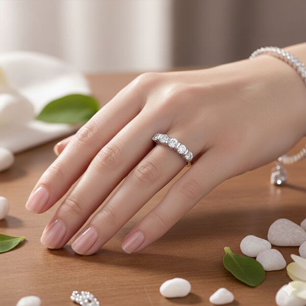 Lustro Stella wei&szlig;er Zirkonia Half Eternity Ring image number 2