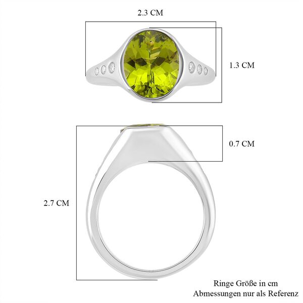 D'joy Nat&uuml;rlicher Peridot, Moissanit Ring 925 Silber rhodiniert (Gr&ouml;&szlig;e 19.00) ca. 3.63 ct image number 5