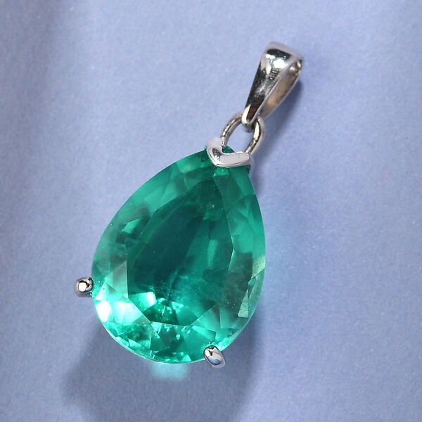 Smaragd-Triplett-Quarz-Solit&auml;r-Anh&auml;nger in Silber, 16,65 ct. image number 3