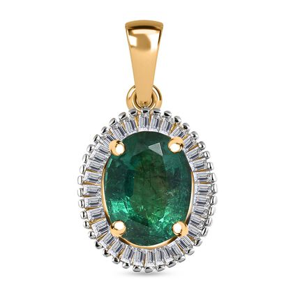 AAA Kagem sambischer Smaragd und Diamant-Anhänger - 1,45 ct.