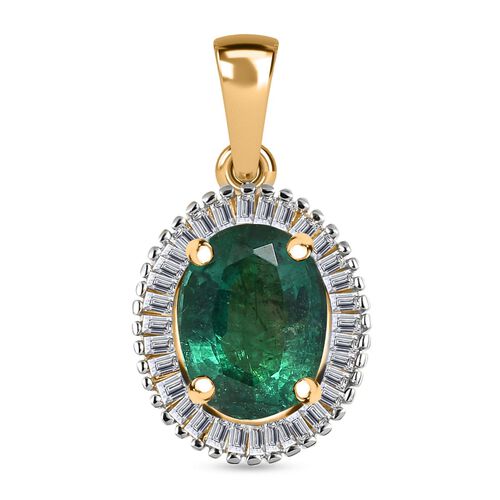 AAA Kagem sambischer Smaragd und Diamant-Anhänger - 1,45 ct. image number 0