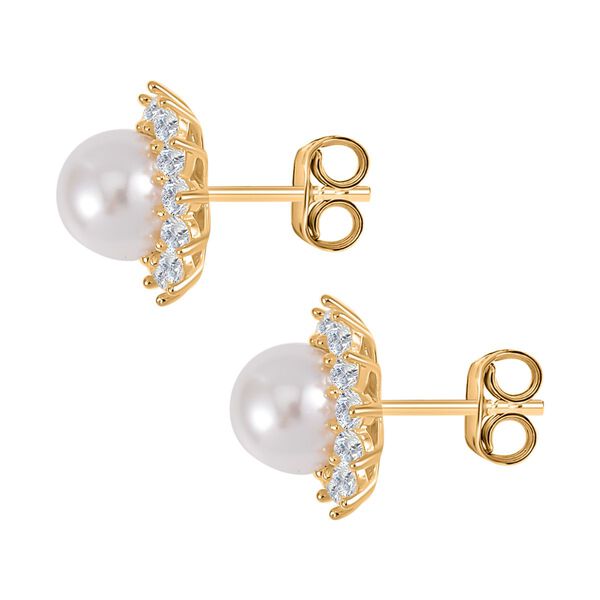 Wei&szlig;e Muschelkernperle und Zirkonia Ring - 7,65 ct. image number 4