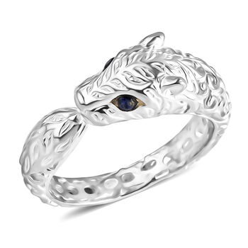 D'Joy Royal Bali Ceylon-Saphir Panther Ring 925 Silber (Gr&ouml;&szlig;e 21.00)