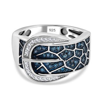 Blauer Diamant Ring 925 Silber rhodiniert (Gr&ouml;&szlig;e 18.00) ca. 0.50 ct