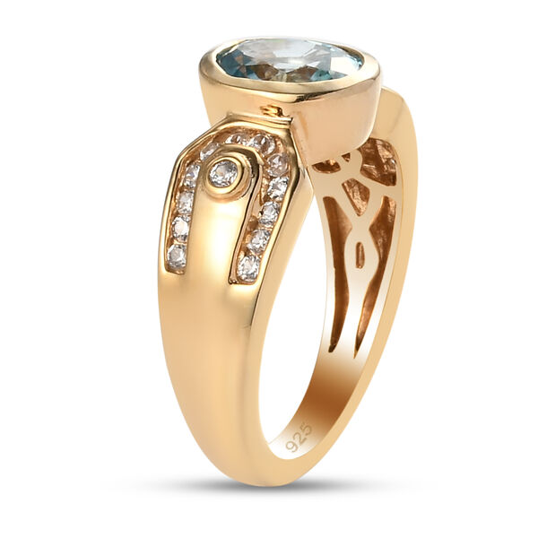 Kambodschanischer blauer und Weißer Zirkon Ring 925 Silber vergoldet  ca. 2,30 ct image number 5