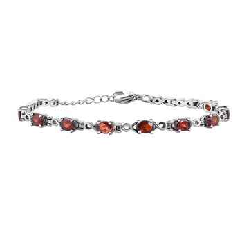 Rotes Granat Armband, ca. 19 cm, Edelstahl, ca. 5.23 ct