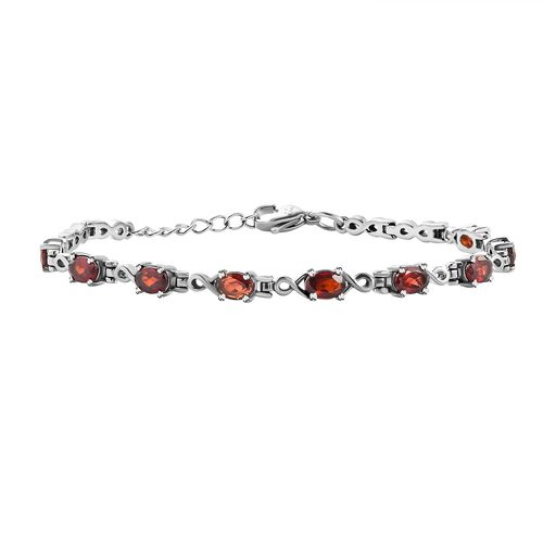 Rotes Granat Armband, ca. 19 cm, Edelstahl, ca. 5.23 ct image number 0