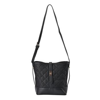 Wasserdichte Crossbody-Tasche aus Hochwertiges Nylon mit Veganes Leder Finish, gepolstert, 22x11x24cm, Schwarz