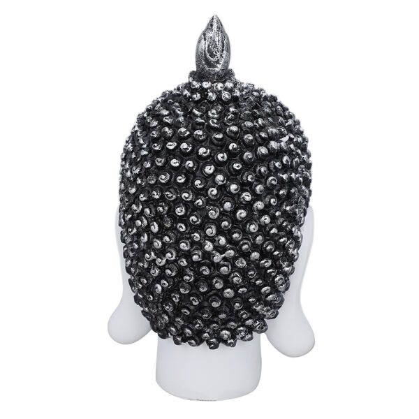 Buddha Kopf Figur, Größe 10,5x10x20 cm, Weiß, Schwarz und Silber image number 2