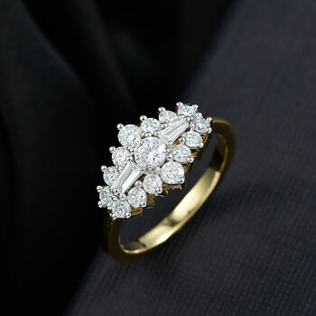 LUXURIANT DIAMOND - Lab Grown Diamant SI-GH SGL zertifiziert Ring 925 Silber 750 Gelbgold Vermeil (Gr&ouml;&szlig;e 17.00) ca. 1.00 ct