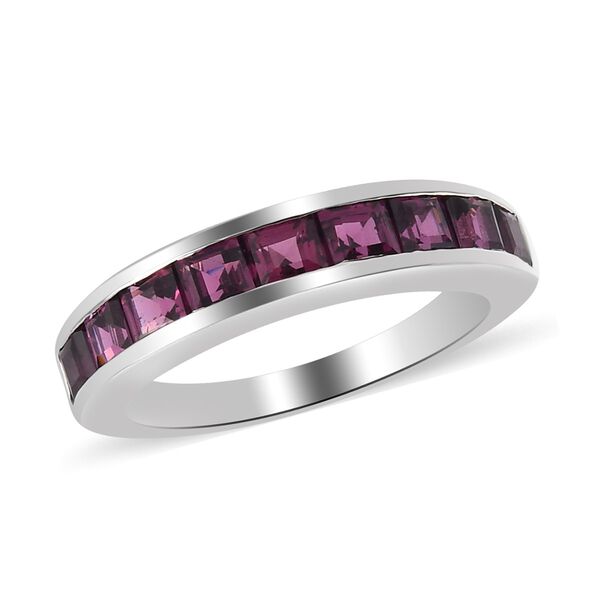 Rhodolith Granat Band Ring 925 Silber Platin-Überzug image number 4