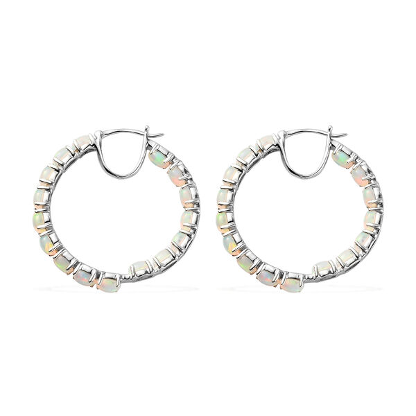 Nat&uuml;rlicher &Auml;thiopischer Opal Creolen 925 Silber platiniert ca. 5,70 ct image number 4