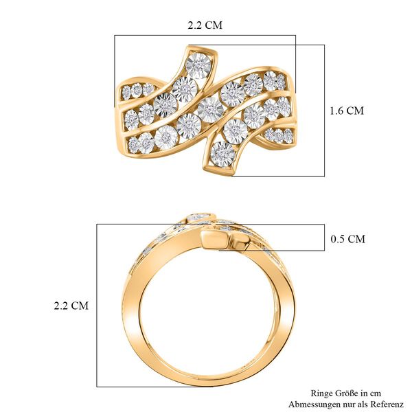 Wei&szlig;er Diamant-Ring, 925 Silber 750 Gelbgold Vermeil - 0,14 ct. image number 7